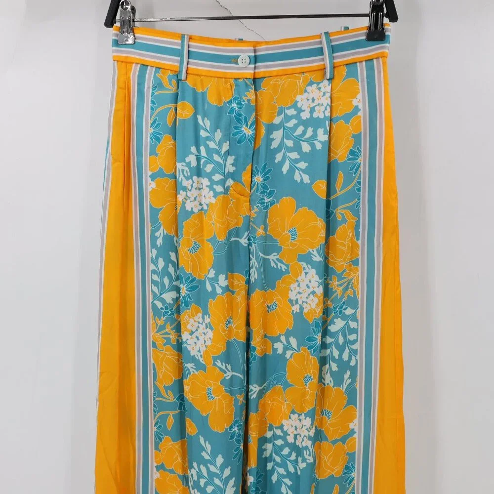 Equipment Femme Silk Pants Womens 4 rayon blend Trousers Wide leg slit ankle - Picture 2 of 16